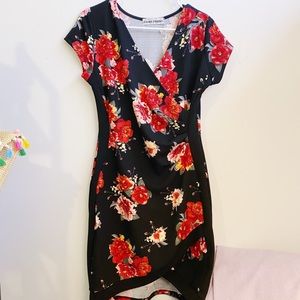Floral Bodycon Wrap Dress